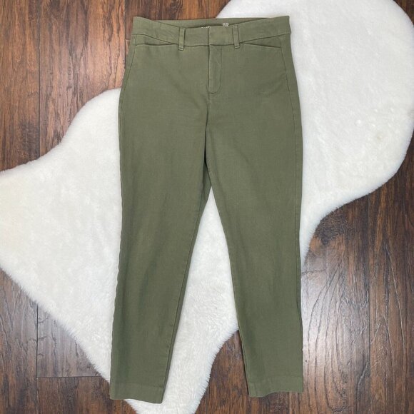 Old Navy Pants - Old Navy Pixie Pants 4 Olive Green High-Rise Skinny Ankle Stretch Cotton Twill